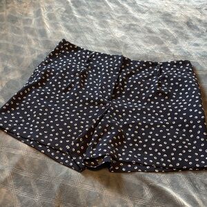 Ann Taylor Factory Navy Micro-Daisy High Waist Shorts, size 16
